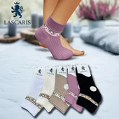 Lascaris Premium Kadın 12’li Taş İşlemeli Çiçek Desenli Soket Çorap Seti thumbnail 2