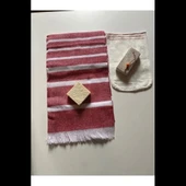 Gelin Hamamı Seti, Premium Peştemal , Ponza Topuk Taşı, Doğal Zeytinyağı Sabun, Kese 4lü Set - 3