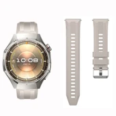 Sneezy Huawei Watch GT6 Pro 46mm İle Uyumlu Spor Silikon Metal Tokalı Soft Saat Kordonu  Starlight thumbnail 4