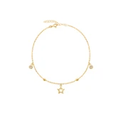 Zirkon Taşlı Pırlanta Montür Altın Kaplama Yıldız Figürlü Gümüş Bileklik - 1