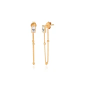 EMILIANO JEWELLERY 925 AYAR ZİRKON TAŞLI ZİNCİRLİ KÜPE - 1