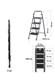 Perilla 51404 Stepla Geniş 4 Basamaklı Katlanır Merdiven Eurotower Siyah thumbnail 5