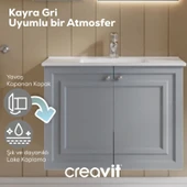 Kayra Lavabo Dolabı Kapaklı 80cm Mat Gri thumbnail 2