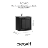 Kayra Lavabo Dolabı Kapaklı 60cm Mat Antrasit thumbnail 1