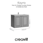 Kayra Lavabo Dolabı Kapaklı 80cm Mat Gri thumbnail 1