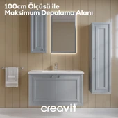 Kayra Lavabo Dolabı Kapaklı 100cm Mat Gri thumbnail 4
