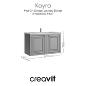 Kayra Lavabo Dolabı Kapaklı 100cm Mat Gri thumbnail 1