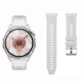 Sneezy Huawei Watch GT6 46mm İle Uyumlu Spor Silikon Metal Tokalı Soft Saat Kordonu  Beyaz thumbnail 4