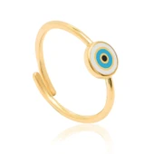 EMILIANO JEWELLERY SİLVER 925 AYAR ZİRKON TAŞLISİZ GÖZ DESENLİ MİNE YÜZÜK - 1