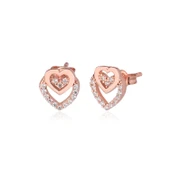 EMILIANO JEWELLERY SİLVER 925 AYAR TAŞLI KALP KÜPE - 1