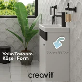 Elmas Lavabo Dolabı 45 cm Beyaz-Siyah thumbnail 2