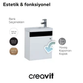 Elmas Lavabo Dolabı 45 cm Beyaz-Siyah thumbnail 4