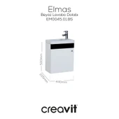 Elmas Lavabo Dolabı 45 cm Beyaz-Siyah thumbnail 1