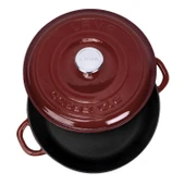 Lava Döküm Yuvarlak Çok Amaçlı Yayvan Tencere New Heritage Serisi Çap(Ø)28cm.-Bordo thumbnail 3
