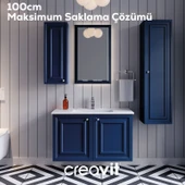 Kayra Mat Safir Blue Lavabo Dolabı Kapaklı 100cm thumbnail 5