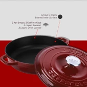 Lava Döküm Yuvarlak Çok Amaçlı Yayvan Tencere New Heritage Serisi Çap(Ø)28cm.-Bordo thumbnail 6