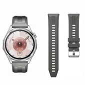 Sneezy Huawei Watch GT6 46mm İle Uyumlu Spor Silikon Metal Tokalı Soft Saat Kordonu  Koyu Gri thumbnail 4