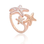 EMILIANO JEWELLERY 925 STERLING SILVER ENAMEL STARFISH ADJUSTABLE RING - 1