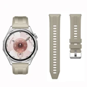 Sneezy Huawei Watch GT6 46mm İle Uyumlu Spor Silikon Metal Tokalı Soft Saat Kordonu  Krem thumbnail 4