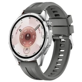 Sneezy Huawei Watch GT6 46mm İle Uyumlu Spor Silikon Metal Tokalı Soft Saat Kordonu  Koyu Gri thumbnail 1
