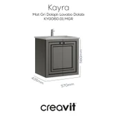 Kayra Lavabo Dolabı Kapaklı 60cm Mat Gri thumbnail 1