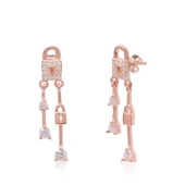 EMILIANO JEWELLERY 925 AYAR GÜMÜŞ ZİRKON TAŞLI KİLİT KÜPE - 1