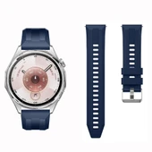 Sneezy Huawei Watch GT6 46mm İle Uyumlu Spor Silikon Metal Tokalı Soft Saat Kordonu  Lacivert thumbnail 4