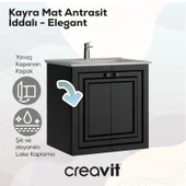 Kayra Lavabo Dolabı Kapaklı 60cm Mat Antrasit thumbnail 3