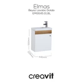 Elmas Lavabo Dolabı 45 cm Beyaz-Parlak Belly thumbnail 1