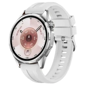 Sneezy Huawei Watch GT6 46mm İle Uyumlu Spor Silikon Metal Tokalı Soft Saat Kordonu  Beyaz thumbnail 1