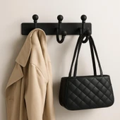Metal Askı Siyah 3'lü Birleşik Askı Vestiyer Duvar Monteli Dolap Askılığı Vidalı Elbise Asma 1 Adet thumbnail 6