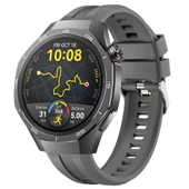 Sneezy Huawei Watch GT5 Pro 46mm İle Uyumlu Spor Silikon Metal Tokalı Soft Saat Kordonu  Koyu Gri thumbnail 1