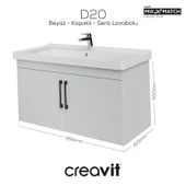 D20 100 Cm Kapaklı Lavabo Dolabı Beyaz Melamin Kapak thumbnail 2