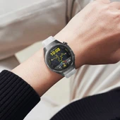 Sneezy Huawei Watch GT5 Pro 46mm İle Uyumlu Spor Silikon Metal Tokalı Soft Saat Kordonu  Beyaz thumbnail 6