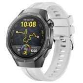 Sneezy Huawei Watch GT5 Pro 46mm İle Uyumlu Spor Silikon Metal Tokalı Soft Saat Kordonu  Beyaz thumbnail 1