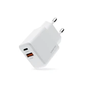 Polosmart PSM136 20W PD + 18W USB Hızlı Şarj Cihazı Çift Port Akıllı Tanıma Duvar Adaptörü Beyaz - 1