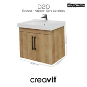 D20 65 Cm Kapaklı Lavabo Dolabı Everest Melamin thumbnail 1