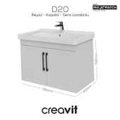 D20 80 Cm Kapaklı Lavabo Dolabı Beyaz Lake thumbnail 1