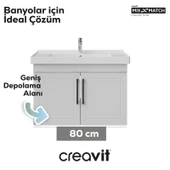 D20 80 Cm Kapaklı Lavabo Dolabı Beyaz Lake thumbnail 2