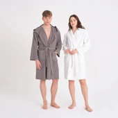 Karaca Home Berlin K. Gri Relax Hooeded %100 Pamuk Bornoz XS/S thumbnail 2