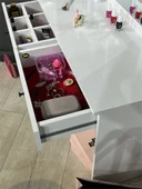 Makyaj Masası Aynalı Tuvalet Masası 2 Çekmeceli Takı Düzenleyici ve Raflı Organizer Beyaz 104 cm thumbnail 4