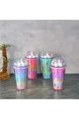 4 ADET   Tohana Polikarbon Çift Cidarlı Pipetli Bardak Unicorn 450 cc - 1