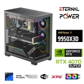 ETERNAL POWER  RYZEN 9 9950X3D 32GB DDR5 1TB M.2  RTX 4070 SUPER B650 WIFI 750W 240M thumbnail 1