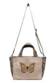 Kadın Vegan Krem Medium Tote Bag - Moths and Butterflies Tasarım thumbnail 6