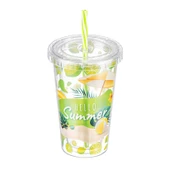 Bee Home Düz Kapak Pipetli Plastik Bardak 2 ADET - 1