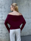 Yarasa Kol Geniş Yaka Siyah Bluz Bol Kesim Likralı Kumaş Düşük Omuz Üst thumbnail 12