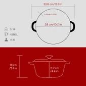 Lava Döküm Yuvarlak Tencere Döküm Demir Kapak New Heritage Serisi Çap(Ø)26cm.-Bordo thumbnail 5