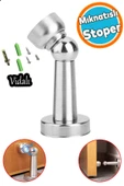 Mıknatıslı Kapı Stoper Ayaklı Metal Tutucu Çarpma Önleyici Durdurucu  Vidalı Tampon Krom 1 Adet thumbnail 3