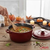 Lava Döküm Yuvarlak Tencere Döküm Demir Kapak New Heritage Serisi Çap(Ø)26cm.-Bordo thumbnail 7
