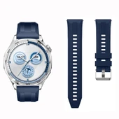 Sneezy Huawei Watch GT5 46mm İle Uyumlu Spor Silikon Metal Tokalı Soft Saat Kordonu  Lacivert thumbnail 4